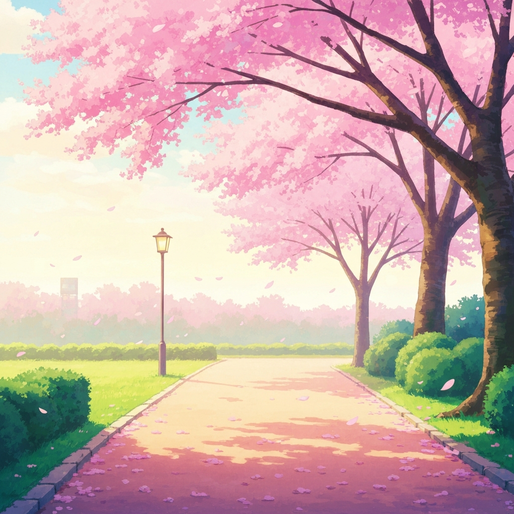 シーン「桜の下の告白」のイラスト
