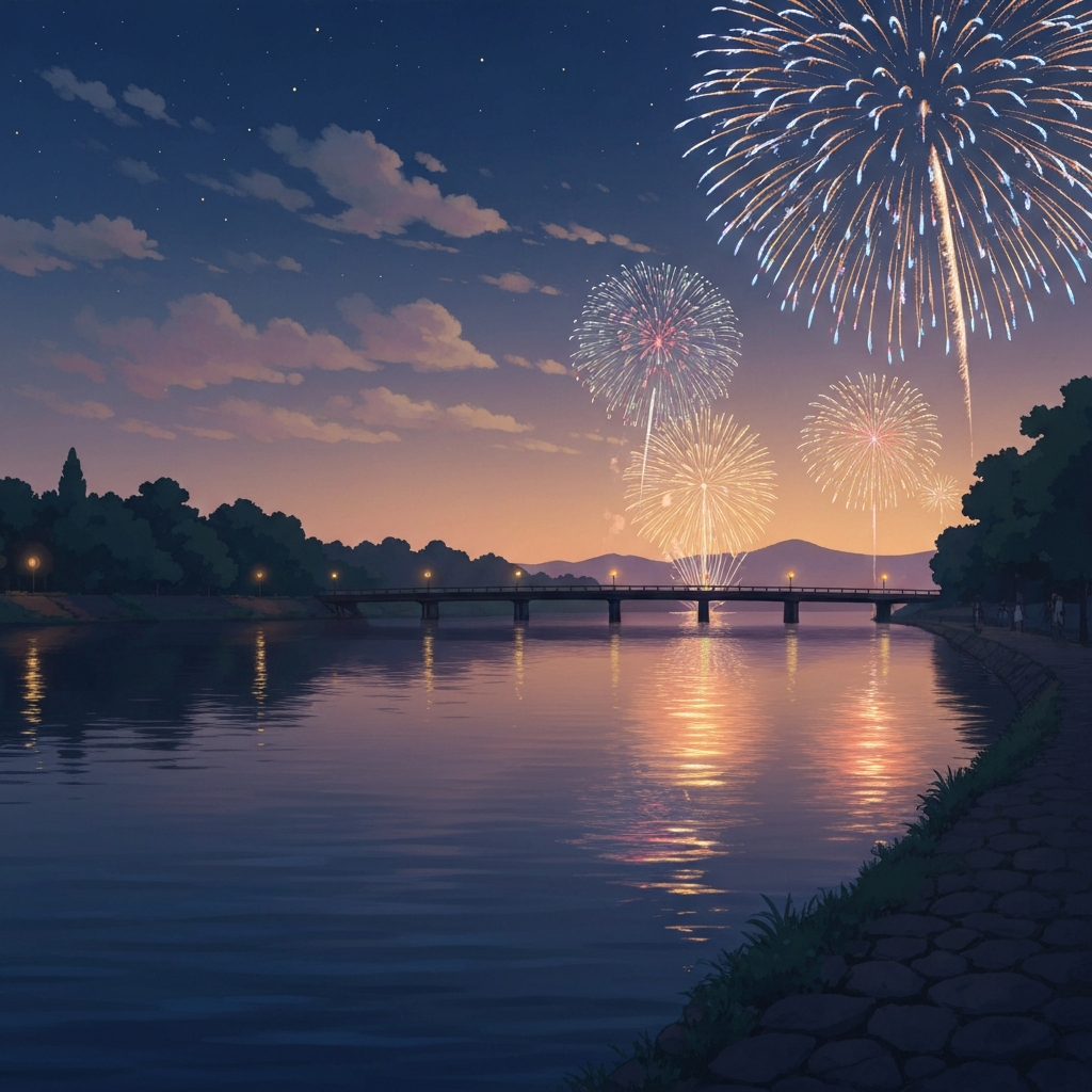 シーン「花火の夜」のイラスト
