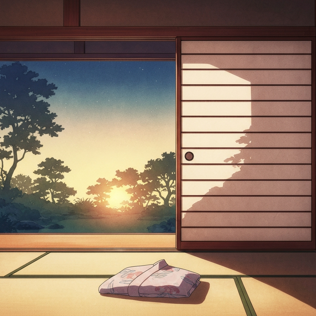 シーン「温泉宿、湯上がりの会話」のイラスト