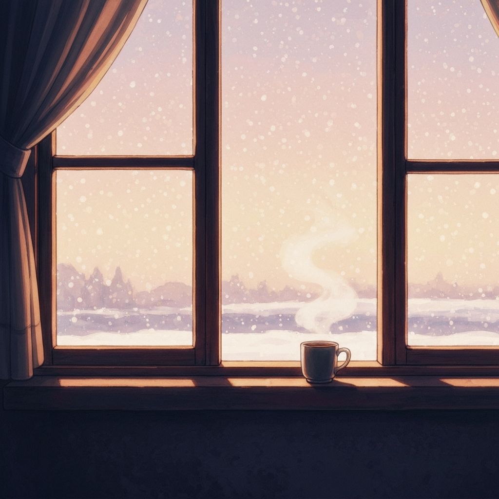 シーン「雪の日の温もり」のイラスト